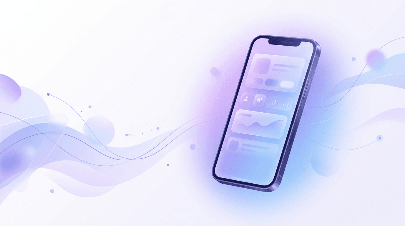 Abstract phone and soft purple-blue light suggesting AI photo stories